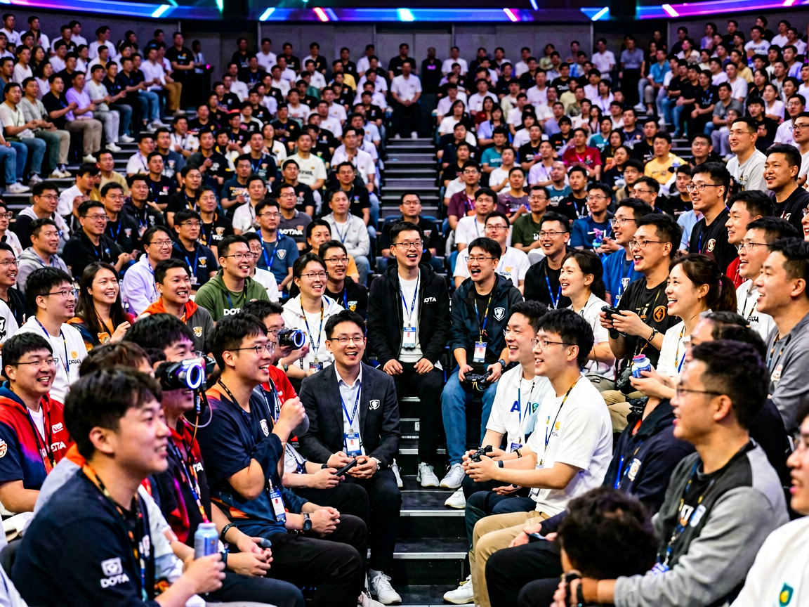 DOTA2国际邀请赛决赛现场，观众席座无虚席观看比赛